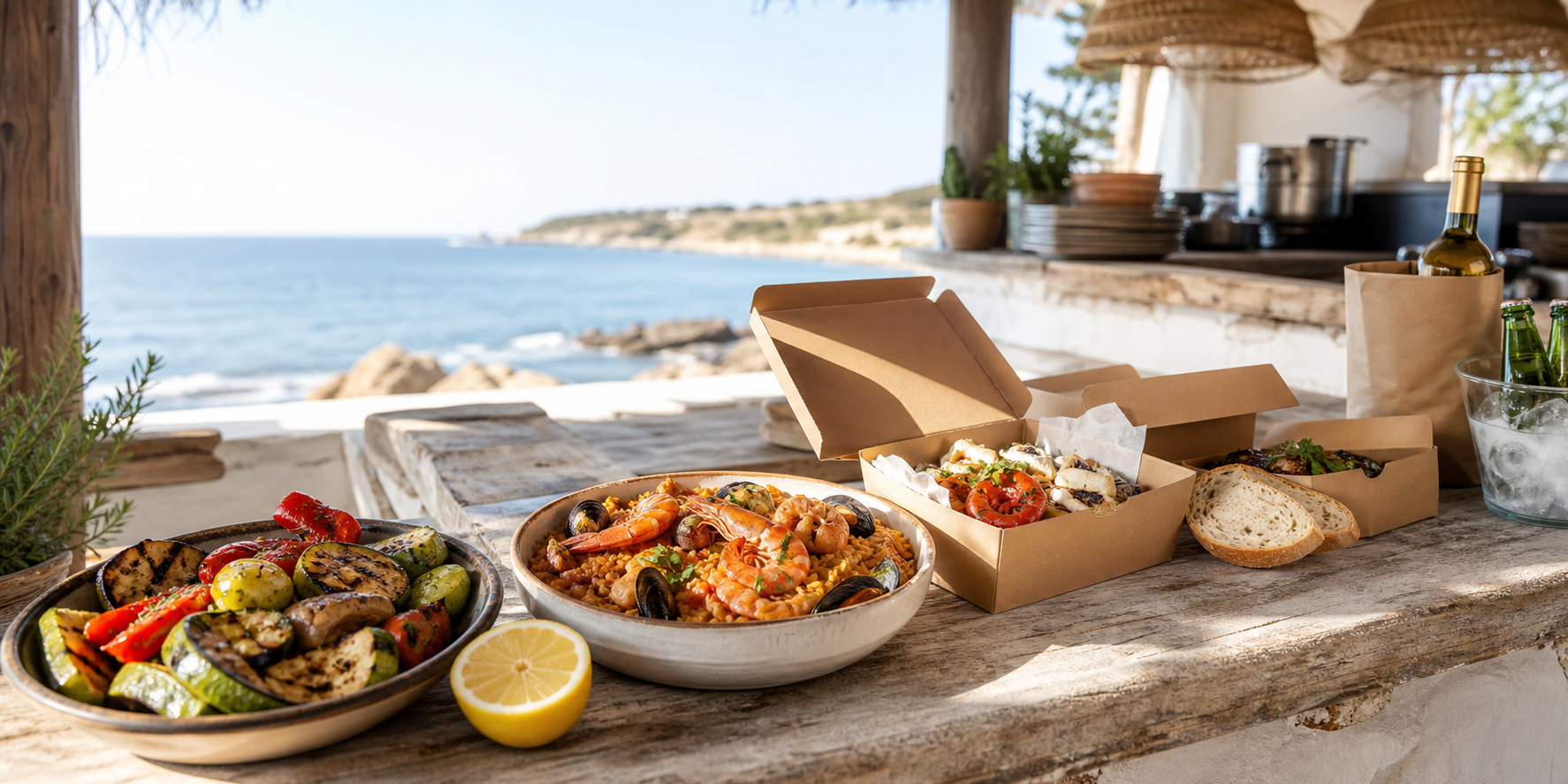Comida para llevar junto al mar